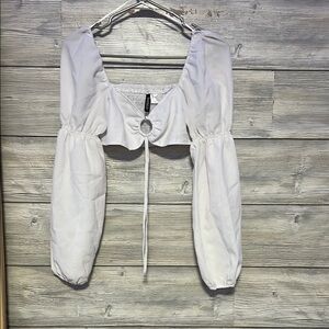 Divided White Puff Sleeve Blouse
